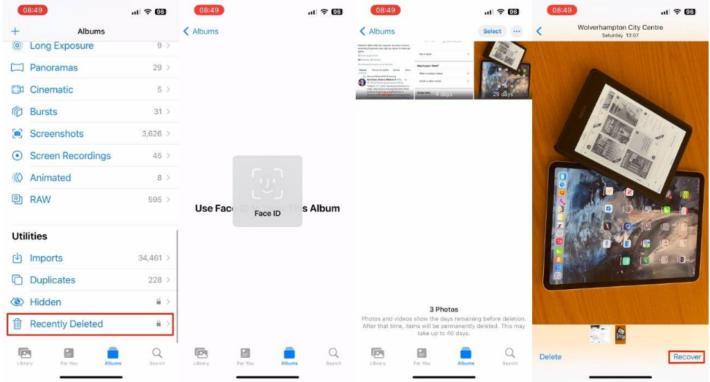 赣州苹果14维修分享 iPhone14 上恢复已删除的照片 