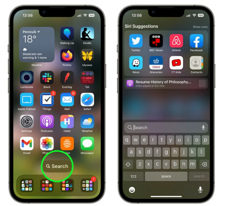 赣州苹果手机维修分享升级到 iOS 16 后，如何删除主屏幕上的搜索按钮 